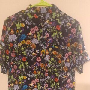Men’s Empyre Button Down Shirt Black AOP Floral Medium